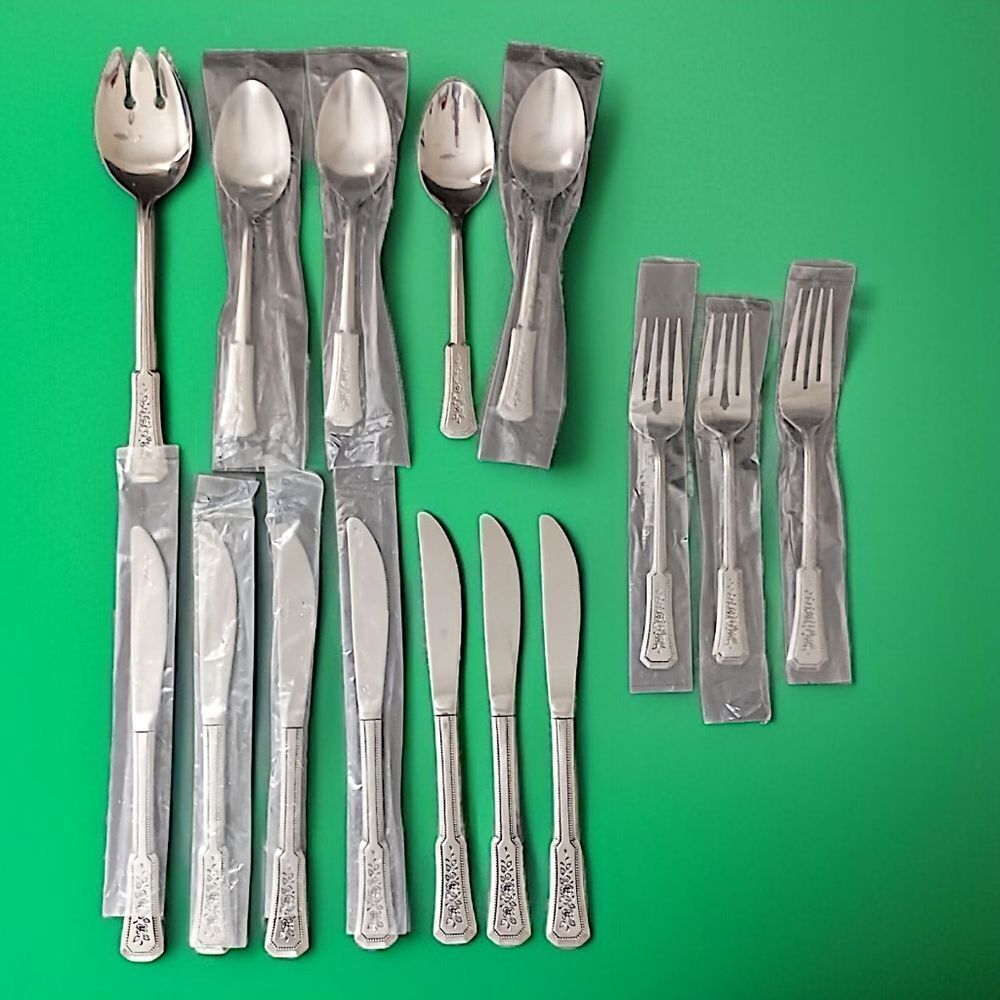 Rogers Co LANDSCAPE Flatware Stainless Steel 15 Pc Lot‎ Korea Vintage Mixed MCM